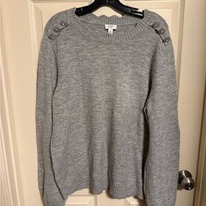 Crown & Ivy Gray Sweater with Button Accents